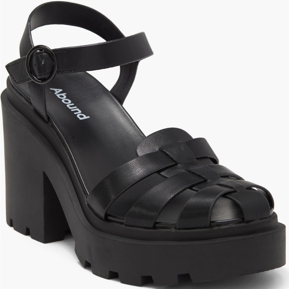 Abound Black Woven Platform Ankle-Strap Sandal Never Worn